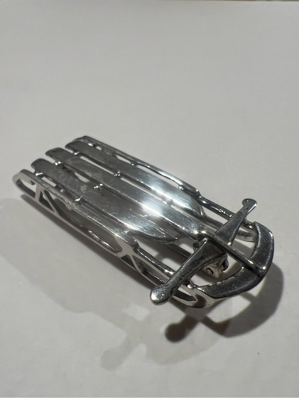 Sterling Silver Snow Sled Brooch / Pin
